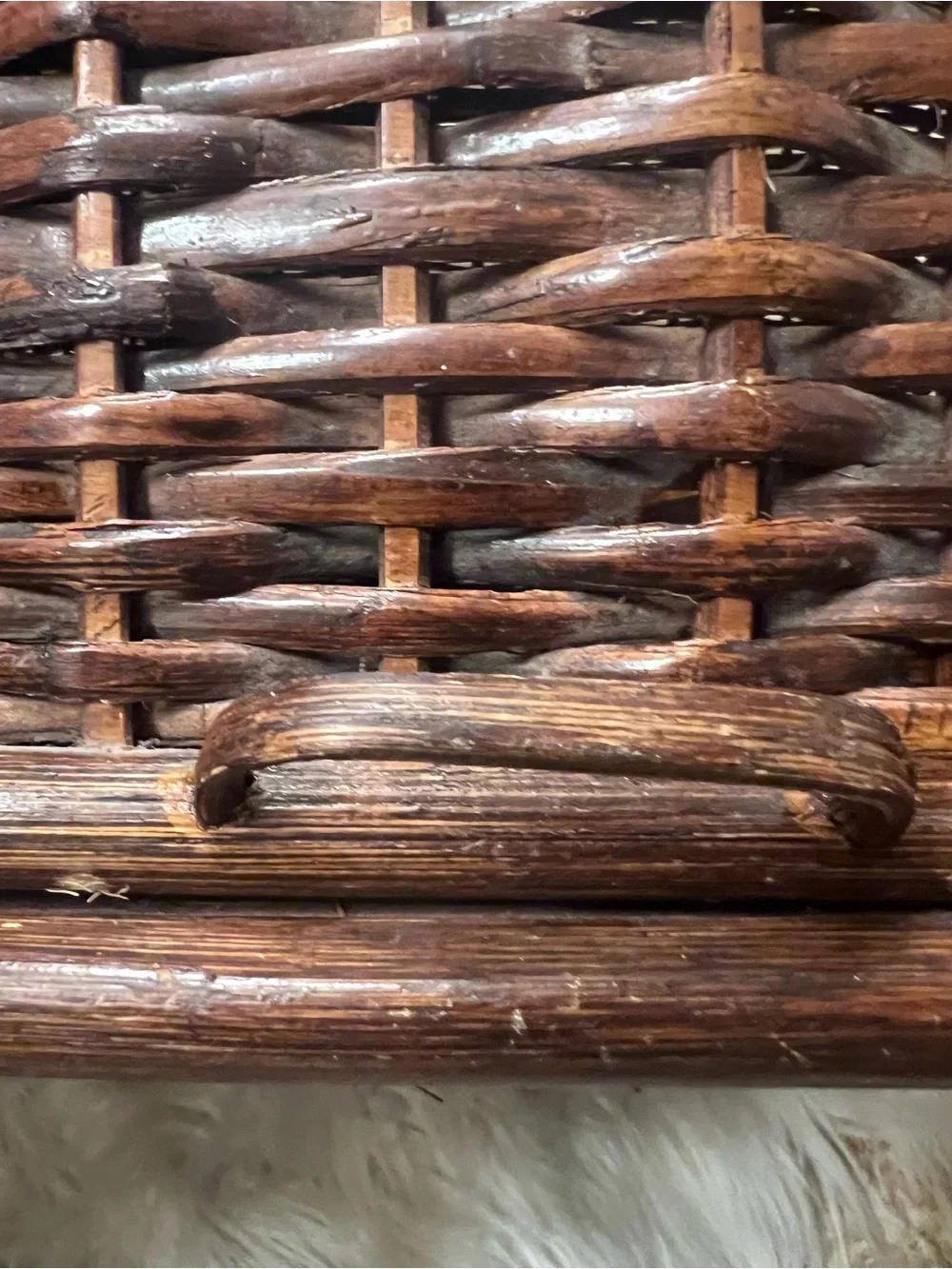 Vintage Large Hand Woven Storage Basket with Lid & Handles Home Decor